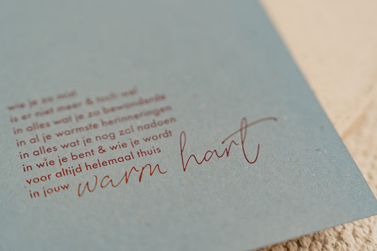 woordkaart gedicht Warm hart